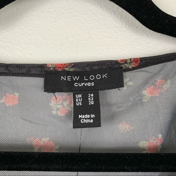 NEW Look Curves Long Sleeve‎ V Neck Floral Top 20 NWT - Picture 2 of 6